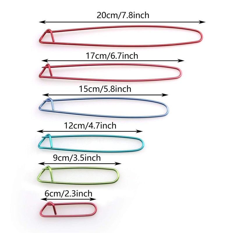 Tegg Knitting Stitch Holder 12PCS 6Size Colour Aluminum Crochet Notions Yarn Stitch Holders - Image 5